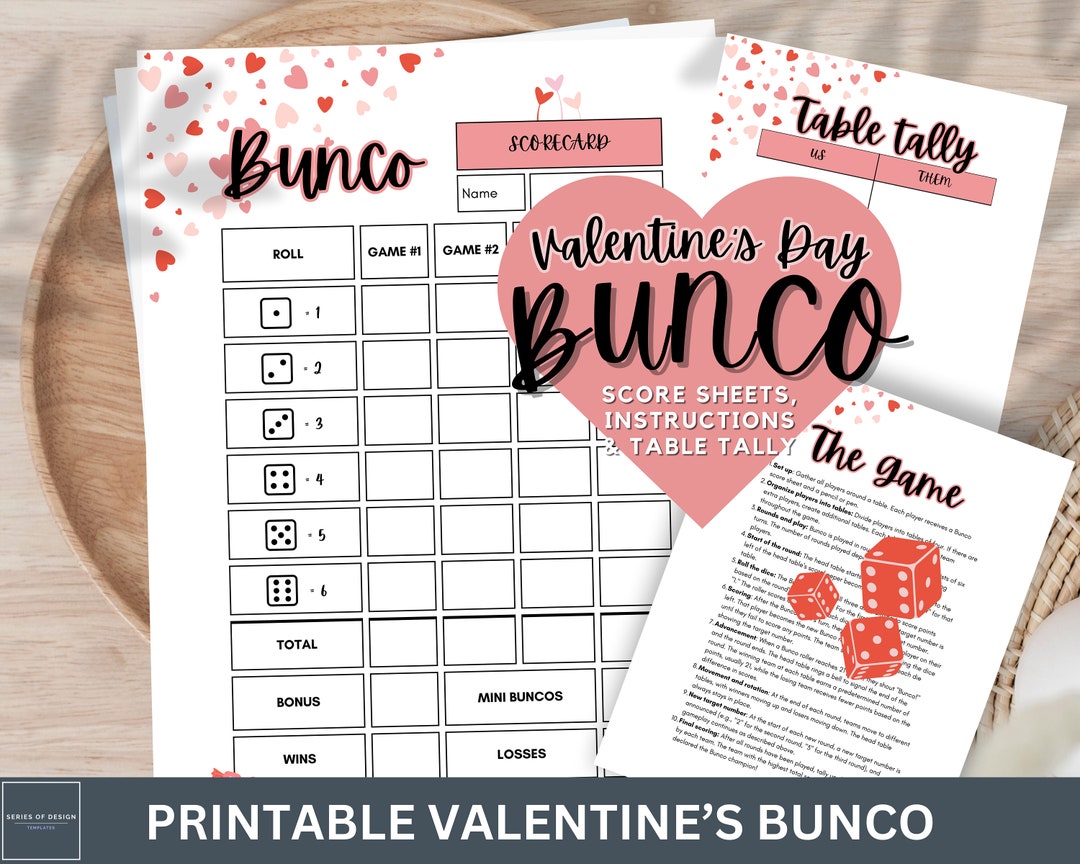 Valentines Bunco Game Printable Score Sheets, Love-themed Table Tally ...