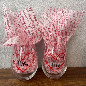 Mr and Mrs Valentine Wine Glasses