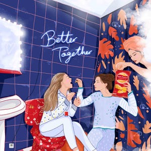 Bathroom Confessions Between Friends / Illustration / Art Print / Friends
