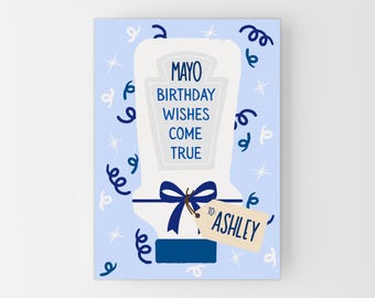 Personalised Birthday Card, Funny Mayonnaise Pun Card for Friend, Mayo Birthday Wishes Come True - Custom Name Choose Size: A6, 5x7", A5, A4