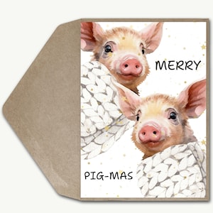 Cartão de Natal engraçado Merry Pigmas, Cartão de Natal de piadas de porcos fofos em cobertores, Cartão de felicitações festivo divertido para ele, para ela, amigo, mãe