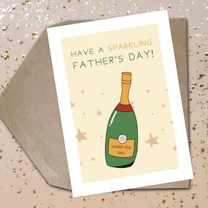 Lustige Vatertagskarte Sekt Glücklicher Vatertagskarte Lustiges Wortspiel Alkohol Scherzkarte Einzigartig für Papa Vatertag Lustige Grußkarte Papa
