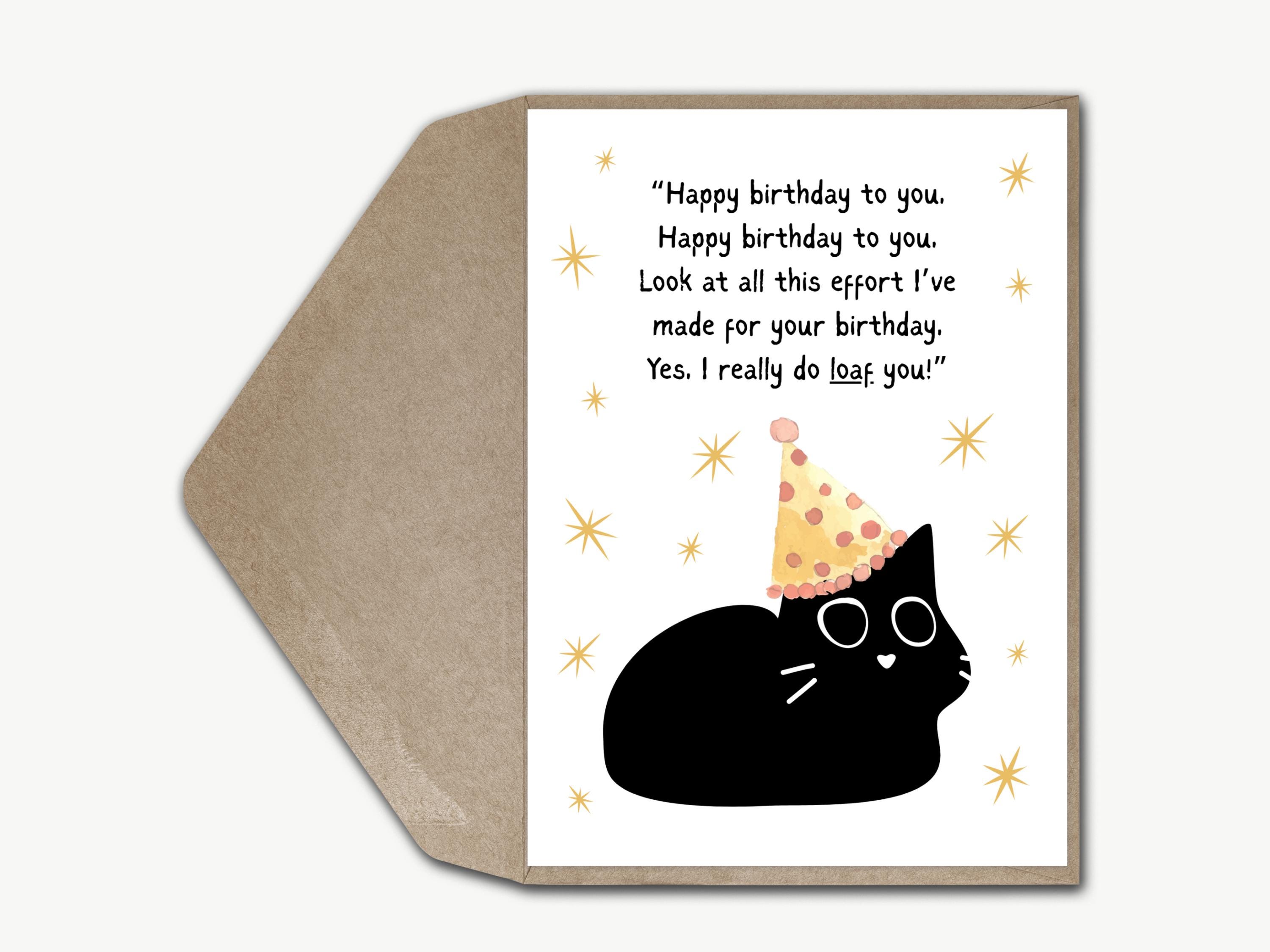 Cute Black Cat Birthday Card for Her Loaf Cat Mum Funny Birthday Card ...