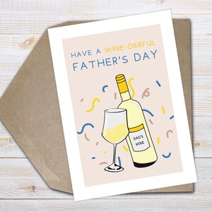 Carte de fête des pères drôle avec vin Carte de fête des pères heureuse de jeu de mots Carte de blague drôle avec du vin blanc et de l'alcool Unique pour les papas Carte de voeux drôle pour la fête des pères pour papa