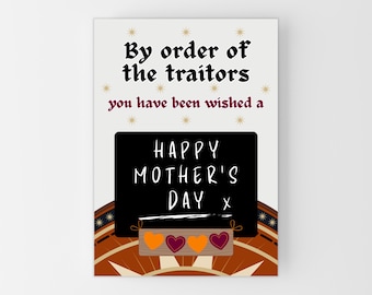Traitor Mother's Day Card, Funny Mothers Day Card, Traitor Card Mum, The Traitors TV Show Happy Mothers Day Card Mom, Choose Size A6, A5, A4