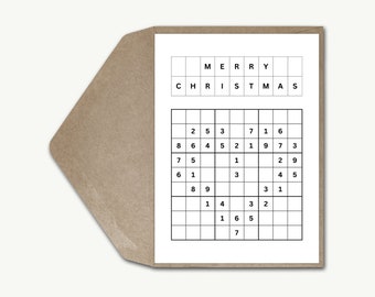 Sudoku Christmas Card for Him, Funny Sudoku Greetings Card Dad Joke, Sudoku Puzzle Game Card Grandad, Mum Personalised Card Brother Sister