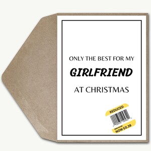 Petite amie personnalisée de carte de Noël drôle, blague d'autocollant réduite seulement meilleure carte de voeux de Noël de farce, carte de Noël idiote de Noël moderne