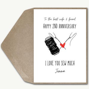 Tarjeta personalizada para el segundo aniversario de bodas, para tu esposa, mejor amiga, nombre personalizado, algodón, divertida y linda tarjeta para el segundo aniversario de bodas, para tu esposo