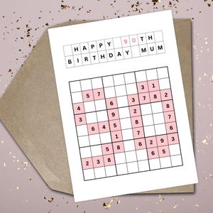 90e verjaardagskaart moeder Sudoku verjaardagskaart 90e verjaardagskaart moeder Sudoku puzzelkaart 90e verjaardagskaart voor moeder 90e verjaardag moeder kaart