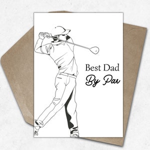 Biglietto di auguri per la Festa del papà divertente da golf per papà, gioco di parole del giocatore di golf, Best Dad By Par Sports Dad Joke, biglietto di compleanno personalizzato, 300 g/m² 5 x 7 pollici
