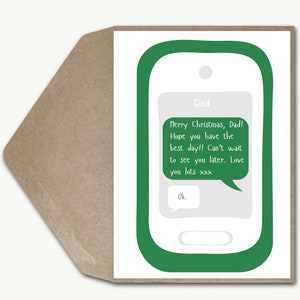 Mensagem de texto de piada do pai Cartão de piada de Natal engraçado Cartão de piada de Natal engraçado Cartão de mensagem de telefone da filha OK Pai Responder Cartão personalizado do filho