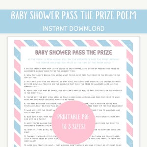Babyshower Pass The Prize Rhyme Game, Pass The Prize Babyshower Game, Babyshower Pass The Gift Game, Babyshower Pass The Present Poem