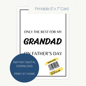Tarjeta divertida del Día del Padre, Pegatina reducida, Broma, Solo lo mejor para mi abuelo en el Día del Padre, Reducción de broma, Tarjeta reducida imprimible, Broma digital