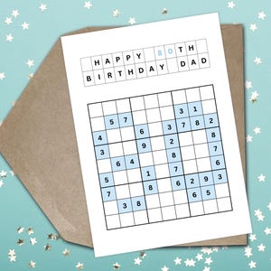 Tarjeta de cumpleaños número 80 para papá Tarjeta de cumpleaños de sudoku para papá Tarjeta de cumpleaños de sudoku para papá Tarjeta de cumpleaños número 80 para papá Tarjeta de cumpleaños número 80 para papá