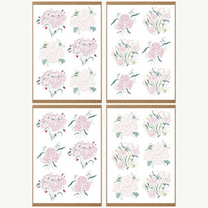 Rote Wildblumen Botanische Druck Illustrierte Blumenkunst Grußkarte Multipack 4-24 Jeden Anlass Danke Geburtstag Gardner Note Lettering Set