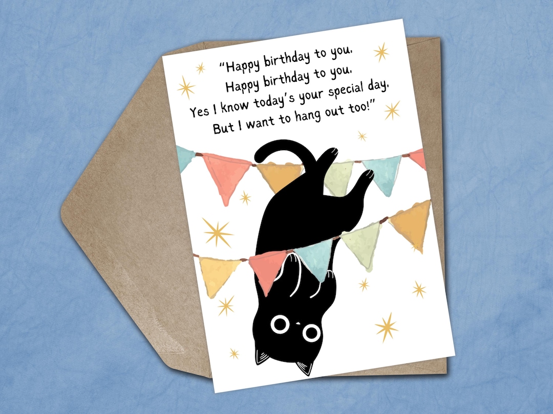 Birthday Card Black Cat Birthday Card for Her Cute Cat Mum Funny ...