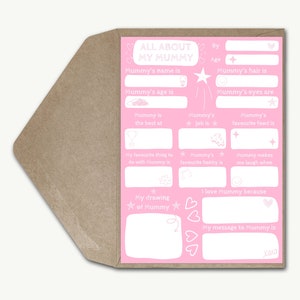 Alles über meine Mama Karte Lustige Kinder Füllen die Lücken Kind Interview Kleinkind Q & A Fragebogen Andenken Personalisierte Geburtstagskarte Muttertag