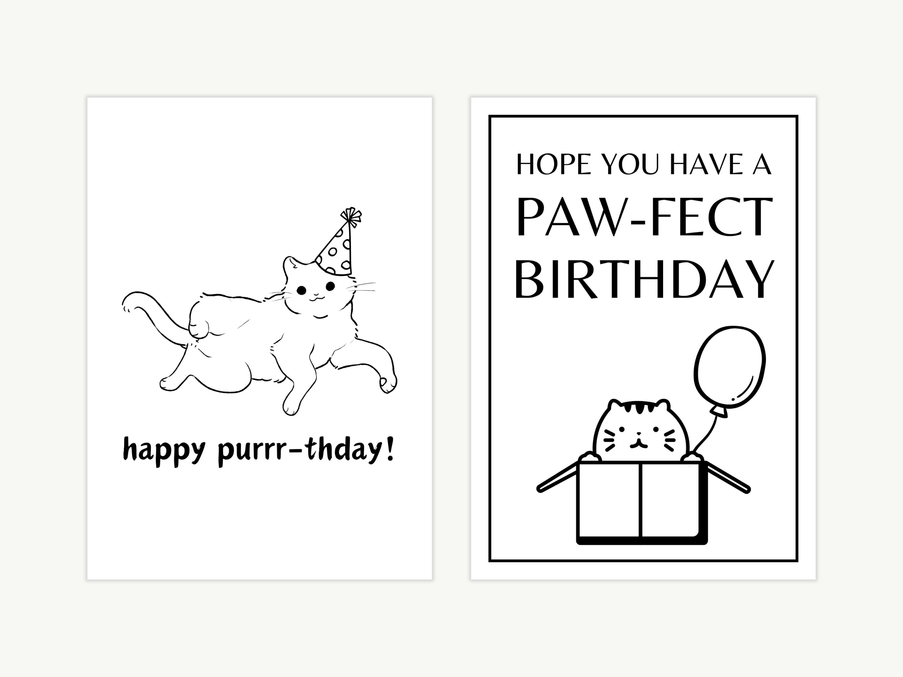 Printable Funny Cat Birthday Cards Pack of 12, Cat Mum Birthday Card ...
