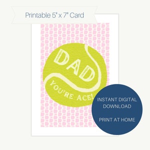 Carte de fête des pères drôle imprimable papa vous êtes Ace Tennis jeu de mots sport humoristique papa anniversaire carte, meilleur papa carte de voeux en téléchargement numérique