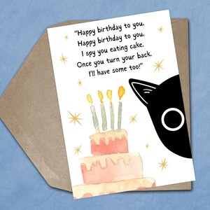 面白い黒猫の誕生日カード、猫ママの誕生日カード、猫パパからのかわいい誕生日カード、ジョークソングのパロディ猫の誕生日カード、彼へのハッピーバースデーカード