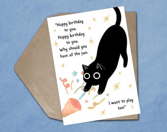 Niedliche Geburtstagskarte Schwarze Katze Für Sie Lustige Geburtstagskarte Für Sie Katzen-Mama Geburtstagskarte Von Katzen-Papa Witz-Song-Parodie Alles- Gute zum Geburtstagkarte Für Ihn