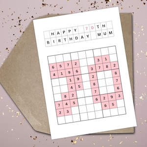 Sudoku Geburtstagskarte Mutter 70er Geburtstagskarte Sudoku Puzzle Karte 70er Geburtstagskarte Mama Sudoku Puzzle Karte 70er Jahre Karte 70er Geburtstag für Mama Karte 70er Jahre