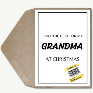 Cartão de Natal engraçado personalizado para avó, piada de adesivo reduzido, apenas o melhor cartão de saudação de brincadeira de Natal, cartão de Natal moderno e bobo para avó