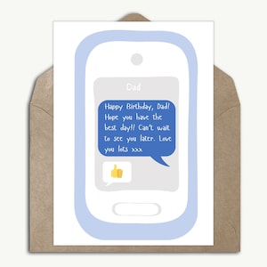 Mensaje de texto de broma de papá Tarjeta de cumpleaños divertida de la hija Tarjeta de mensaje de teléfono divertido, papá pulgares hacia arriba Tarjeta personalizada de respuesta contundente de hijo 5x7"