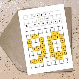 Cartão de aniversário de 90 anos Cartão de aniversário de Sudoku Cartão de aniversário de 90 anos Cartão de quebra-cabeça de Sudoku exclusivo Cartão de aniversário de 90 anos para ele Cartão de aniversário de 90 anos para ela
