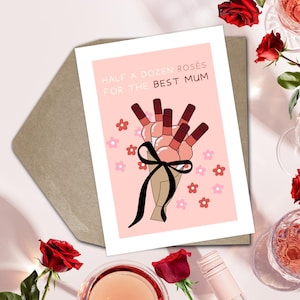 Grappige Moederdagkaart Wijnrosé Moederdagkaart Grappige half dozijn rosés voor de beste moeder Moederdagkaart Moederdag moeder wenskaart