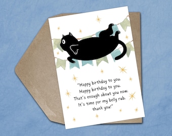 Lustige Geburtstagskarte Schwarze Katze Geburtstagskarte Niedliche Geburtstagskarte Katze