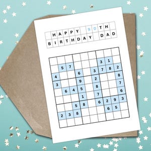 Tarjeta de cumpleaños número 90 para papá Tarjeta de cumpleaños con sudoku para papá Tarjeta de cumpleaños número 90 para papá Tarjeta de sudoku para papá Tarjeta de cumpleaños número 90 para papá
