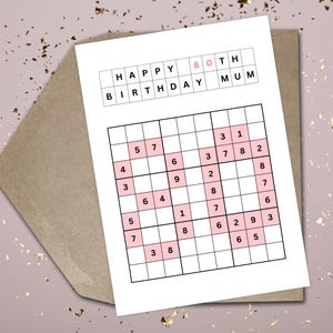 Sudoku Geburtstagskarte Mama 80er Geburtstagskarte Sudoku Geburtstagskarte Mama 80er Geburtstagskarte Sudoku Puzzle Karte 80er Jahre Geburtstagskarte für Mama 80er Jahre