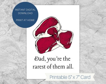 rare steak dad card Personalized Father's Day Grilling Plate, Custom Dad Steak Doneness Chart, Unique BBQ Gift, You're The Rarest Of Them All Platter main image 1