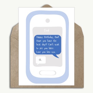 Carte d'anniversaire drôle de message texte de blague de papa de la carte de message téléphonique drôle de fille de carte personnalisée de réponse de papa émoussée de la carte d'anniversaire de fils
