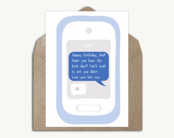 Dad Joke Text Message Funny Birthday Card From Daughter Funny Phone Message Card Dad Blunt Ok Reply Personalised Card From Son Birthday Card