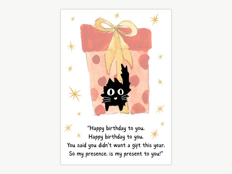Cute Cat Birthday Card Funny Birthday Card for Her Black Cat Mum ...