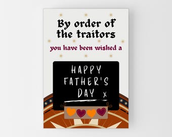 Traitor Father's Day Card, Funny Fathers Day Card, Traitor Card Dad, The Traitors TV Show Happy Fathers Day Card Dad, Choose Size A6, A5, A4