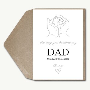 Personalisierte erste Vatertagskarte Tochter Andenken der Tag, an dem Sie mein Vater wurden Benutzerdefinierte Name Geburtstag Grußkarte Baby Sohn 1. Vatertag