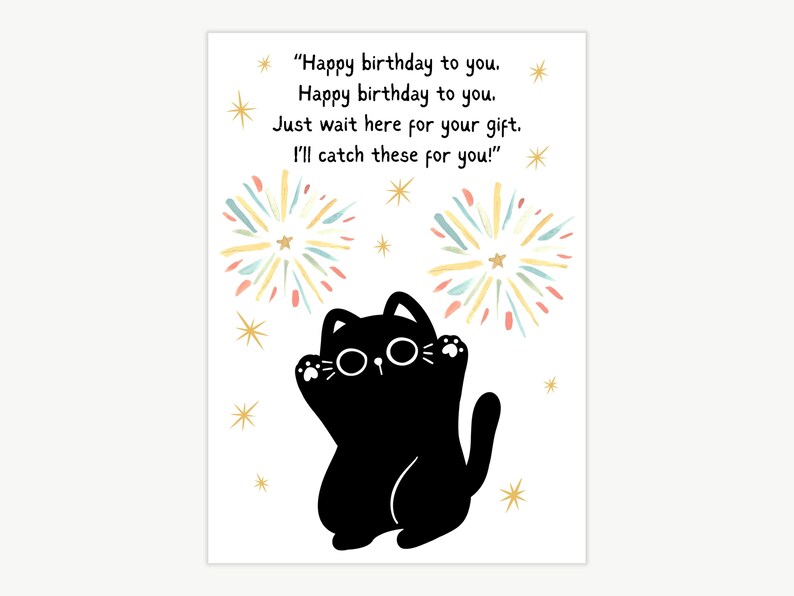 Cat Birthday Card Funny Birthday Card for Her Cute Black Cat Mum ...