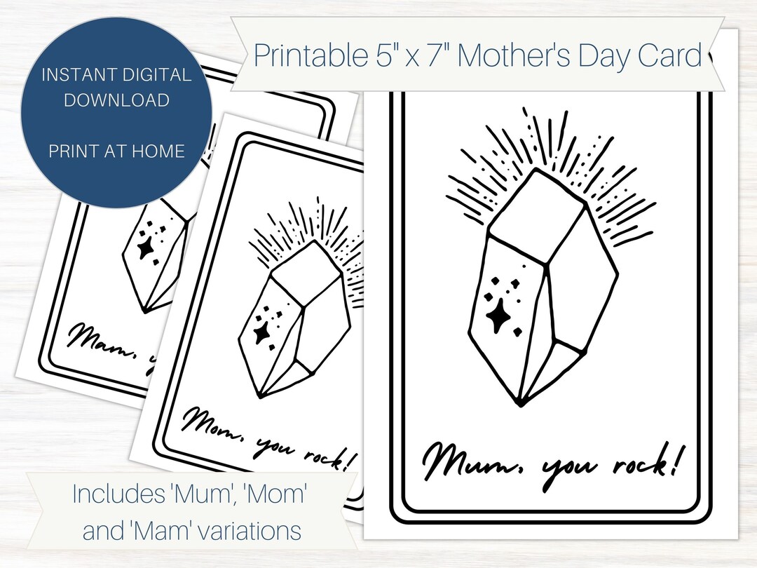Printable Mother's Day Card 5 X 7", Digital Card Template for Mum, Mam ...