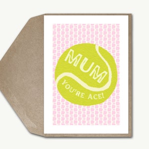 Mama du bist Ace Tennis Geburtstagskarte, lustige Tennis Wortspiel Grußkarte für Mama, Sport Witz personalisierte Karte 5x7 "Karte von Tochter von Sohn