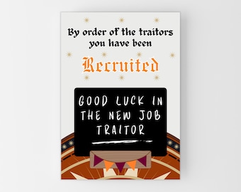 Traitor Leaving Card, Funny New Job Card, Farewell Good Luck Card for Colleague, The Traitors TV Show Recruited Joke Coworker Traitor Card
