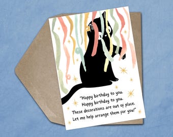 Funny Birthday Card Black Cat Birthday Card for Her Cute Cat Mum ...