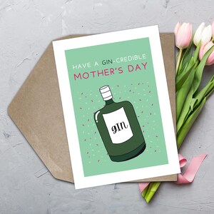 Divertente biglietto per la festa della mamma Gin biglietto per la festa della mamma Divertente biglietto di auguri con gioco di parole sul gin Divertente biglietto per la festa della mamma con alcol Mamma Incredibile biglietto per la festa della mamma