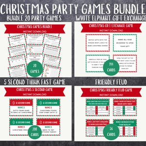 Kerstspelbundel volwassen witte olifant spelkaarten kerstcadeau uitwisseling spel kerstvriendelijk vetespel familie kerst triviaspel