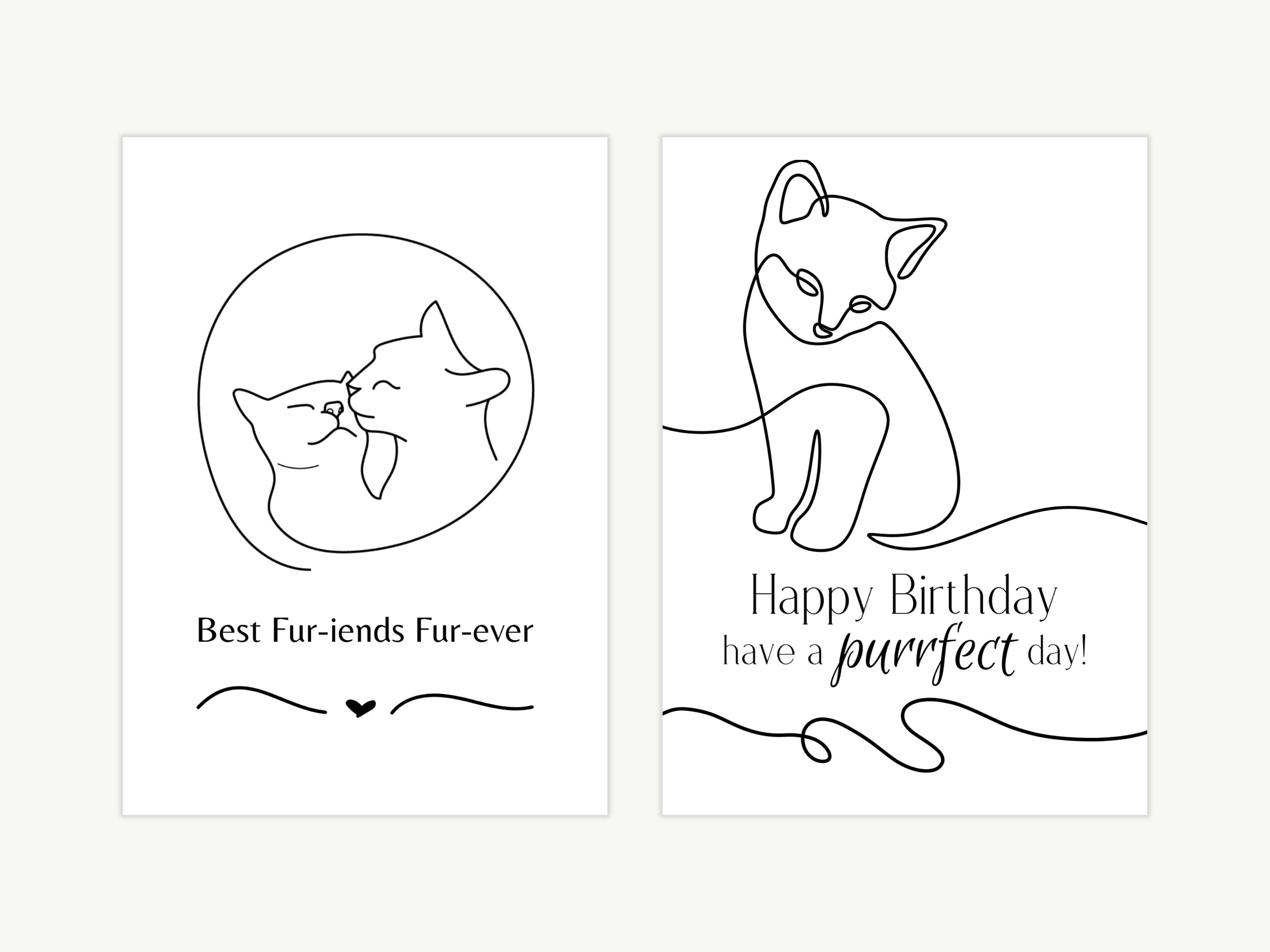 Printable Funny Cat Birthday Cards Pack of 12, Cat Mum Birthday Card ...