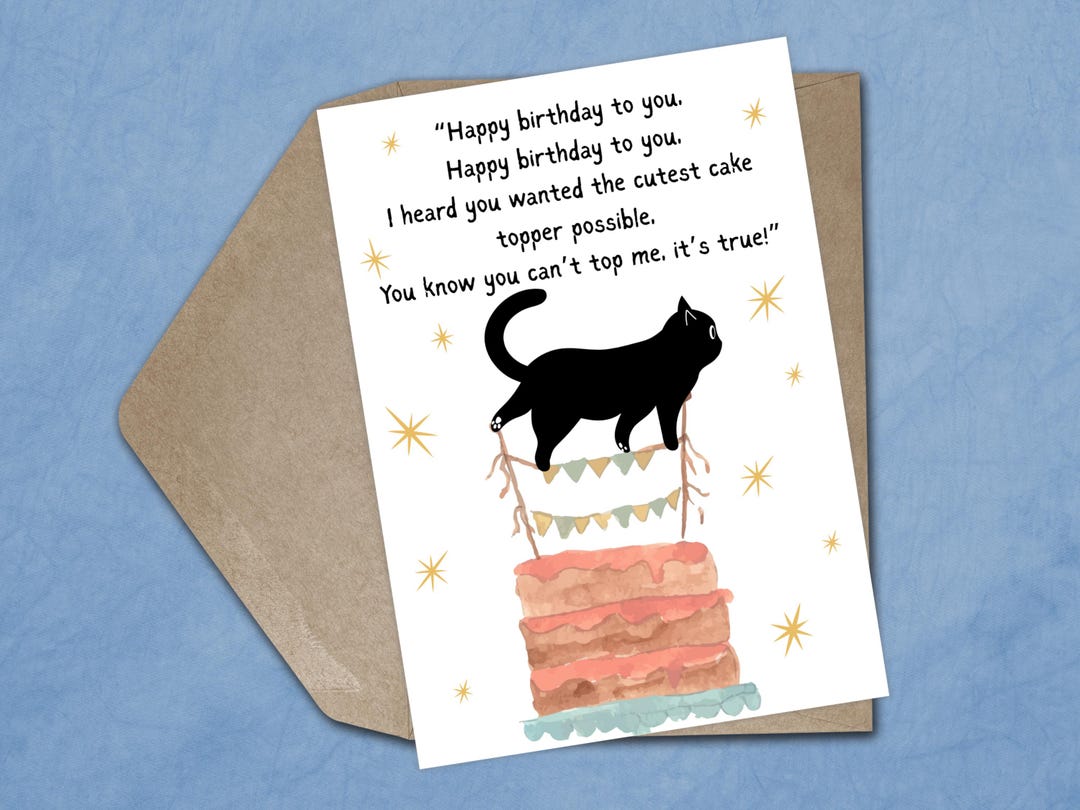 Cat Birthday Card for Her Funny Birthday Card Cute Black Cat Mum ...