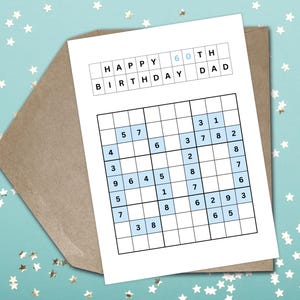 Tarjeta de cumpleaños número 60 para papá Tarjeta de cumpleaños con sudoku para papá Tarjeta de cumpleaños número 60 para papá Tarjeta de rompecabezas con sudoku Tarjeta de cumpleaños número 60 para papá Tarjeta de cumpleaños número 60 para papá