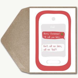 Papà Scherzo Messaggio di Testo Biglietto di Natale Divertente Biglietto Scherzi per Papà Biglietto Telefonico Divertente con Messaggio dalla Figlia Papà Risposta Biglietto Personalizzato dal Figlio 12,7 x 17,8 cm